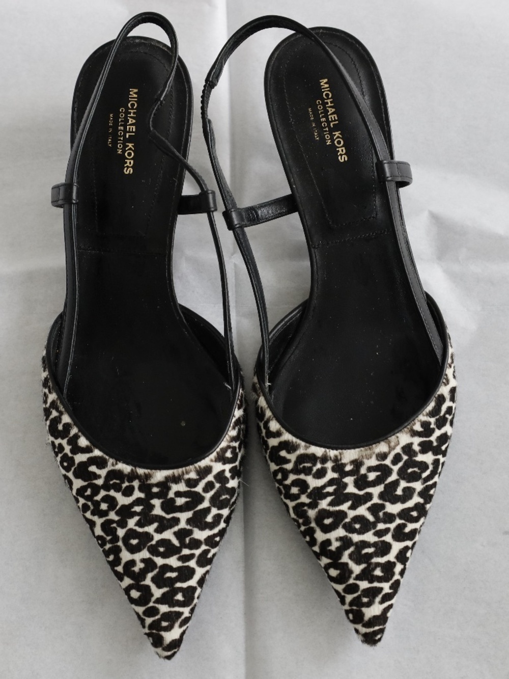 Michael Kors Collection Leopard Print Slingback Pointed Toe Heels